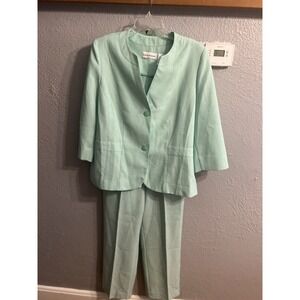 Alfred Dunner Women Teal Pant Suit Size 16 & 12